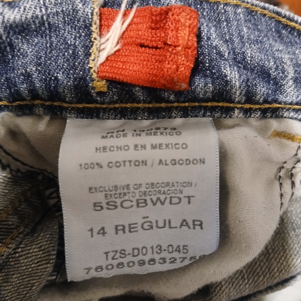 Wrangler Kid‎ Jeans Size 14, Red Pull Tabs Inside Waist